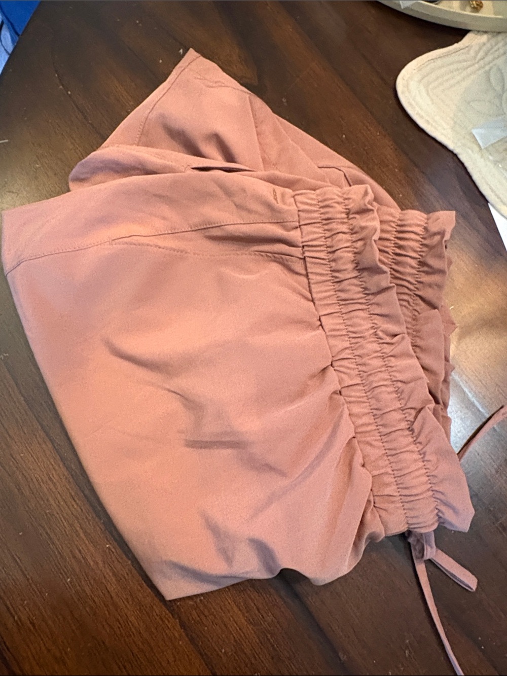 Mondetta High-Waist Paperbag  ruffle elastic pull tie top + pockets Shorts